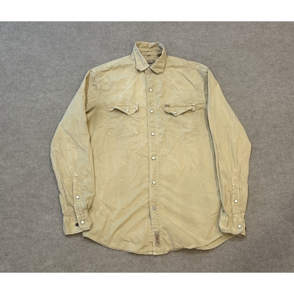 Rafter C Pearl Snap Long Sleeve Western Cowboy Shirt Mens Small PROFLEX45 Brown